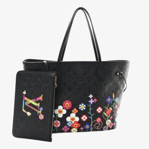 Louis Vuitton LV X TM Empreinte Flowers Neverfull MM Black - Image 2