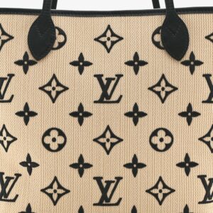Louis Vuitton Cotton Monogram Embroidered Neverfull MM Beige Black - Image 6