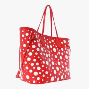 Louis Vuitton LV x YK Empreinte Infinity Dots Neverfull MM Rouge White - Image 3