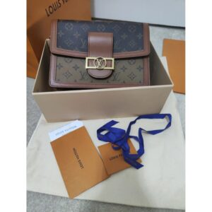 Louis Vuitton Brown Cloth Dauphine Handbag - Image 9